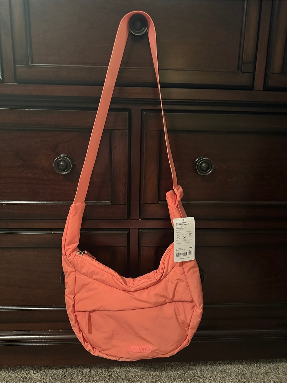 Athleta Coral Quilted Crossbody Shoulder Bag